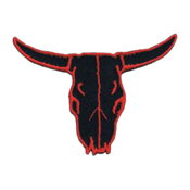3.5 Inch Red On Black Cow Skull Patch