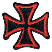 1 Inch Red On Black Maltese Cross Patch