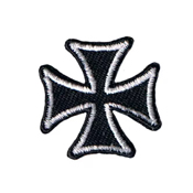 1 Inch White On Black Maltese Cross Patch