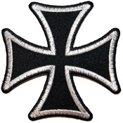 2 Inch Silver On Black Maltese Cross Patch
