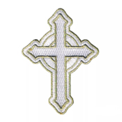 3.5 Inch Celtic Cross Gold On White Patch