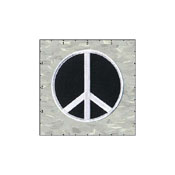 Peace Sign 3 Inches White on Black Patch