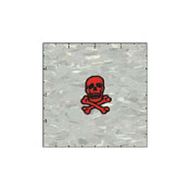 Skull Classic 1.5 Inches Black on Red Patch