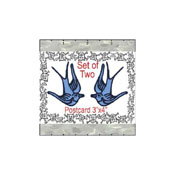 Birds of Happiness 2 Inches Black on Blue Set Patch