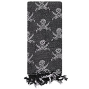 Shemagh Skull Print Arab Scarf - Black