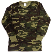 Mens Waffle Knit Cotton Thermal Camo Shirt