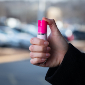 SABRE Red .54 Oz Pink NBCF Hardcase w/Key Ring in Small Clam Shell
