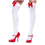 Womens Nylon Over The Knee With Satin Bow