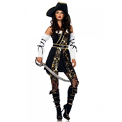 Women's Black & White Dark Pirate Costume