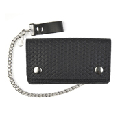 Basket Weave Biker Wallet - Black