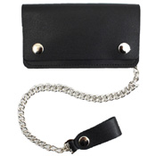 6 Inch Leather Biker Wallet - Black