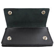 6 Inch Leather Biker Wallet - Black