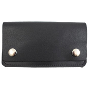 6 Inch Leather Biker Wallet - Black