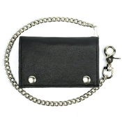 XL Soft Tri-Fold Wallet with Chain Black