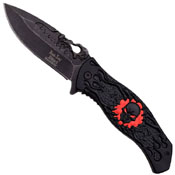 Dark Side Stonewashed Blade Skull Handle Folding Knife