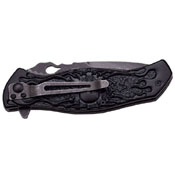 Dark Side Stonewashed Blade Skull Handle Folding Knife