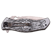 Dark Side Stonewashed Blade Skull Handle Folding Knife