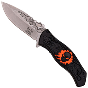 Dark Side Stonewashed Blade Skull Handle Folding Knife