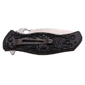 Dark Side Stonewashed Blade Skull Handle Folding Knife