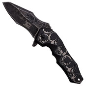 Dark Side Blades Skulls Assisted Folding Knife- Black Grey