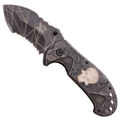 Dark Side Half Serrated Edge Folding knife - Stonewash