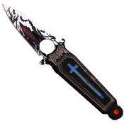 Dark Side 3.25 Inch Folding Blade Knife with Cross Art