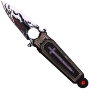 Dark Side 3.25 Inch Folding Blade Knife with Cross Art