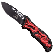 Dark Side 4.75 Inch Closed Folding Knife with Dragon Art