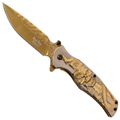 Dark Side Blades Tinite Coated & Etched Handle Folding Knife