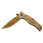 Dark Side Blades Tinite Coated & Etched Handle Folding Knife