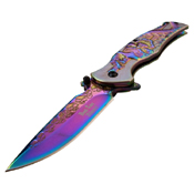 Dark Side Blades Tinite Coated & Etched Handle Folding Knife