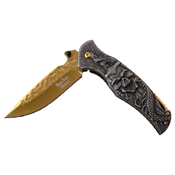 Dark Side Blades Tinite Coated & Etched Handle Folding Knife