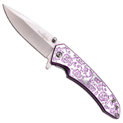 Femme Fatale Rose Texture Handle Folding Knife