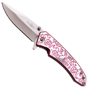 Femme Fatale Rose Texture Handle Folding Knife
