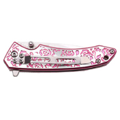 Femme Fatale Rose Texture Handle Folding Knife