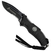 US Marine Rubber Coated Nylon Fiber Handle Folding Knife