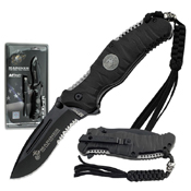 US Marine Rubber Coated Nylon Fiber Handle Folding Knife