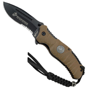 US Marine Rubber Coated Nylon Fiber Handle Folding Knife