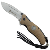 US Marine Rubber Coated Nylon Fiber Handle Folding Knife