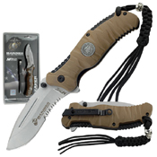 US Marine Rubber Coated Nylon Fiber Handle Folding Knife