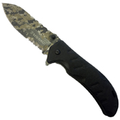 US Marines G10 Handle Half Serrated Folding Blade Knife