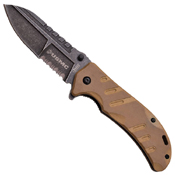US Marines G10 Handle Half Serrated Folding Blade Knife