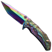 Masters Collection Sculpted Art On Handle Folding Knife