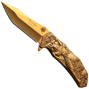 Samurai Sculpted Art 3mm Thick Blade Folding Knife