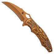 Masters Collection Laser Etch Titanium Coated Blade Folding Knife