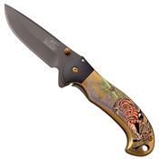 Masters Collection Embossed Tiger on Handle Ballistic Folding Knife