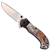 Masters Collection Embossed Tiger on Handle Ballistic Folding Knife