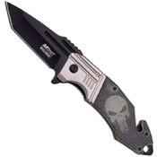 MTech USA Skull Design On Checked G10 Handle 4.75  Folding Knife