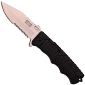 4.5 Inch Black Serrated Spring Assisted Folding Knife