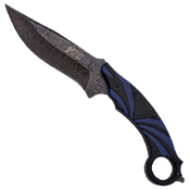 Xtreme Acid Etched Pattern Fixed Knife - Blue